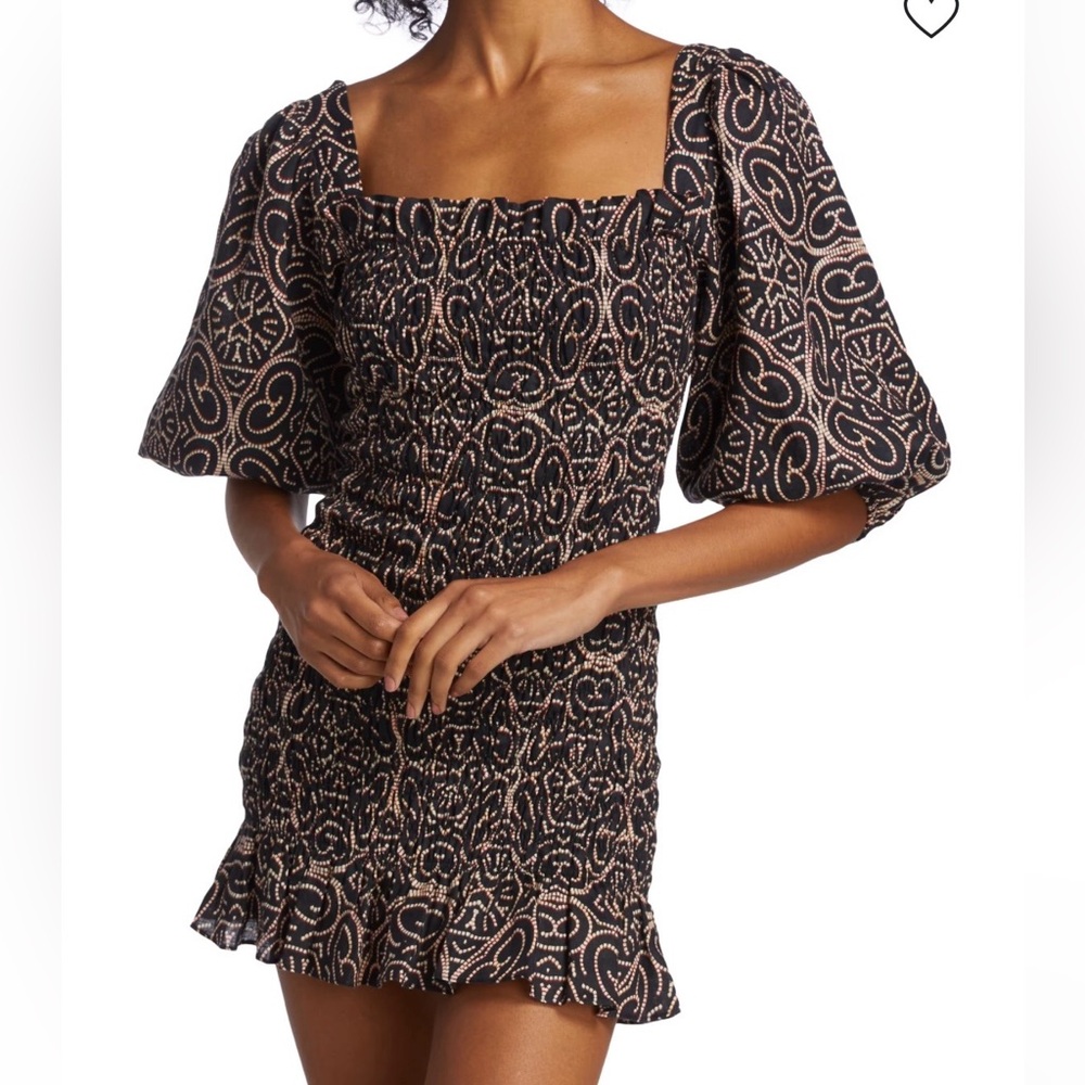 Alexis Suri Smocked Linen Minidress